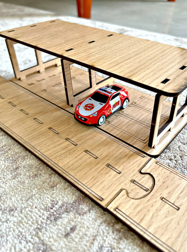 Wooden Laser-Cut Kids Road Play Set +4 Cars 🚗🌳
