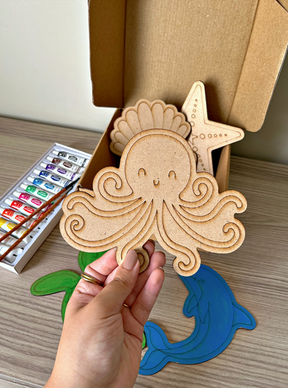 Ocean World Painting Box – 12 Wooden Figures for Creative Kids 🎨