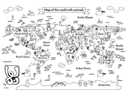 Giant World Map Coloring Poster 140x100 cm 🌍🎨