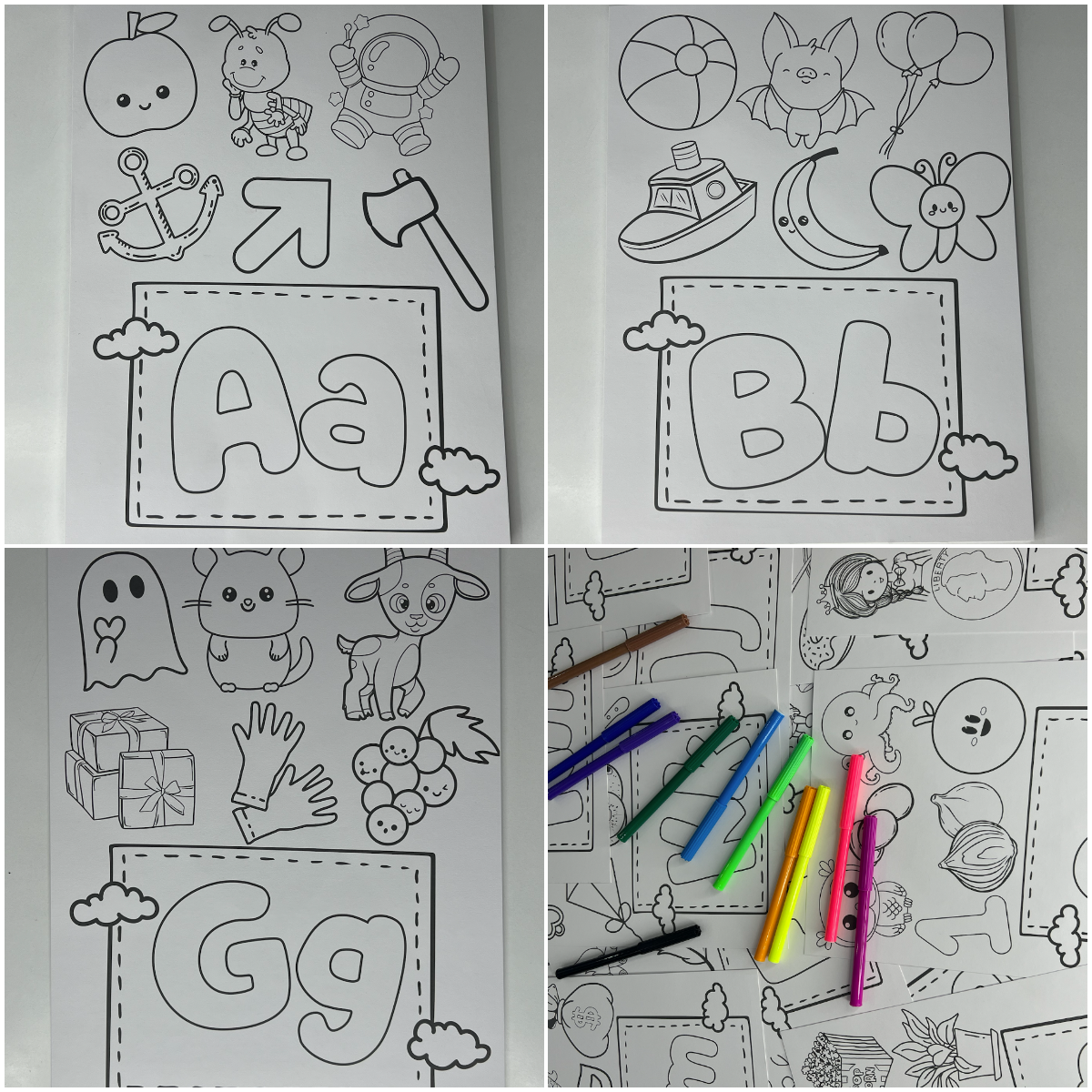 Kids English Learning Coloring Set 26 Poster A4 📚