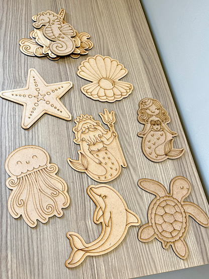Ocean World Painting Box – 12 Wooden Figures for Creative Kids 🎨