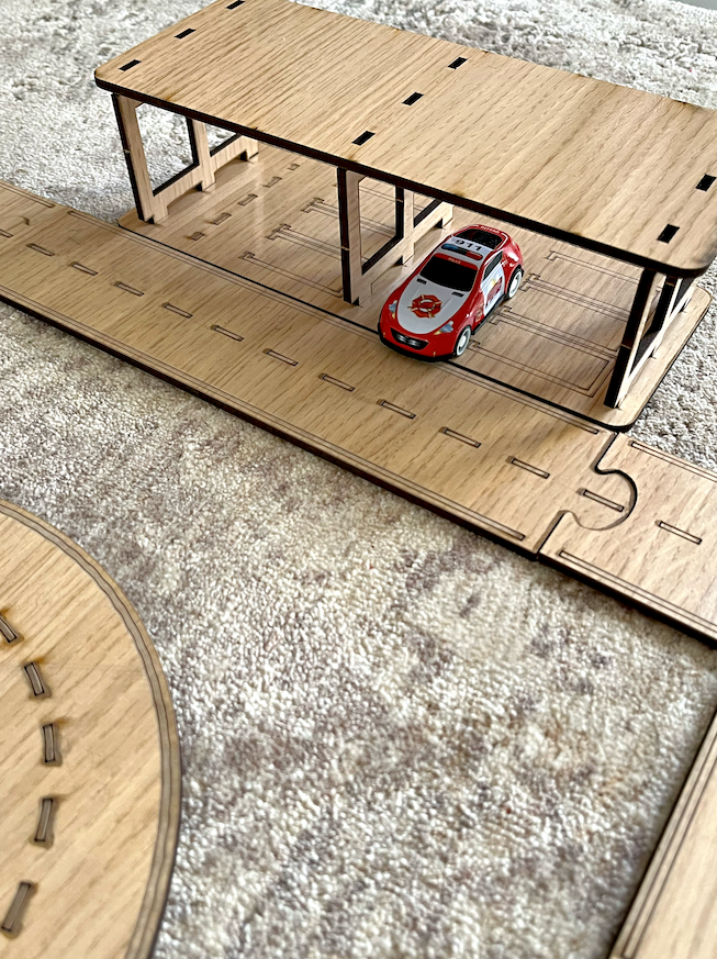 Wooden Laser-Cut Kids Road Play Set +4 Cars 🚗🌳