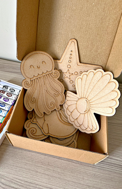 Ocean World Painting Box – 12 Wooden Figures for Creative Kids 🎨
