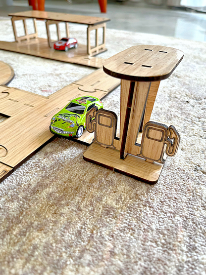 Wooden Laser-Cut Kids Road Play Set +4 Cars 🚗🌳