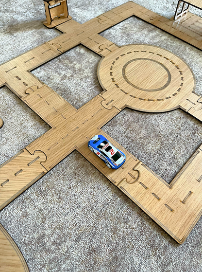 Wooden Laser-Cut Kids Road Play Set +4 Cars 🚗🌳