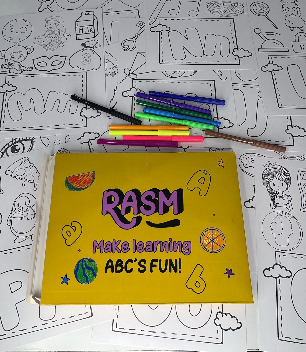 Kids English Learning Coloring Set 26 Poster A4 📚